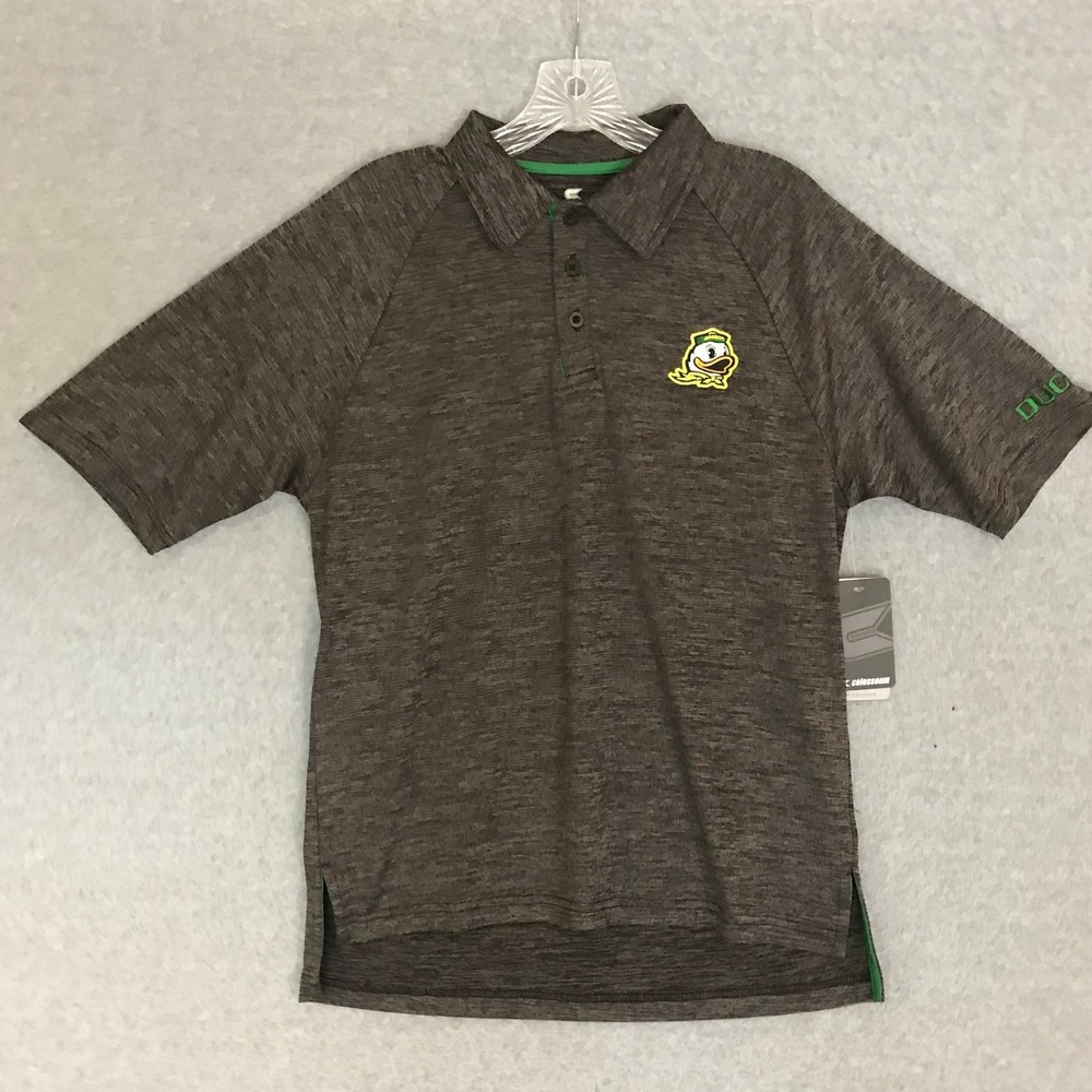 NEW! Oregon Ducks Polo Shirt Mens Small Gray Short Sleeve